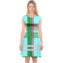 Christmas Plaid Backgrounds Plaid Capsleeve Midi Dress by Celenk