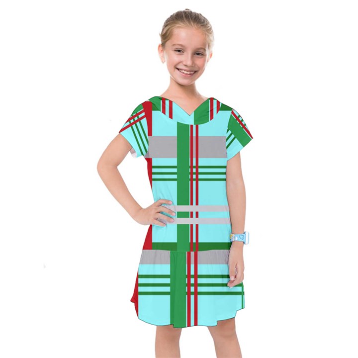 Christmas Plaid Backgrounds Plaid Kids  Drop Waist Dress