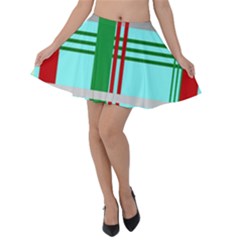 Christmas Plaid Backgrounds Plaid Velvet Skater Skirt