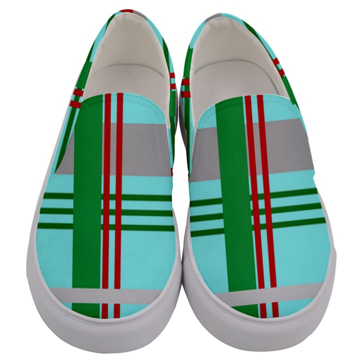 Christmas Plaid Backgrounds Plaid Men s Canvas Slip Ons