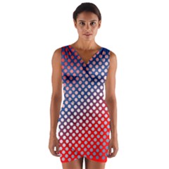 Dots Red White Blue Gradient Wrap Front Bodycon Dress by Celenk