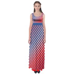 Dots Red White Blue Gradient Empire Waist Maxi Dress by Celenk