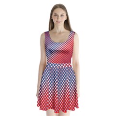 Dots Red White Blue Gradient Split Back Mini Dress  by Celenk