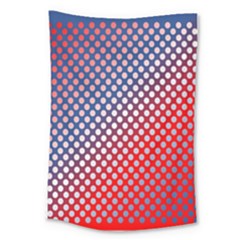 Dots Red White Blue Gradient Large Tapestry by Celenk