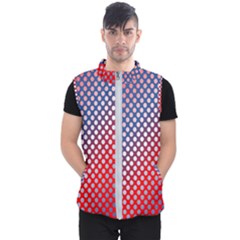 Dots Red White Blue Gradient Men s Puffer Vest