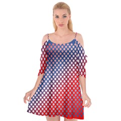 Dots Red White Blue Gradient Cutout Spaghetti Strap Chiffon Dress by Celenk