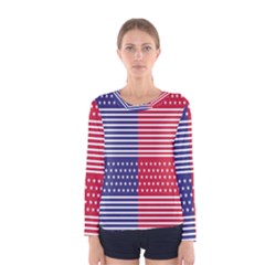 American Flag Patriot Red White Women s Long Sleeve Tee