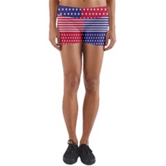 American Flag Patriot Red White Yoga Shorts by Celenk