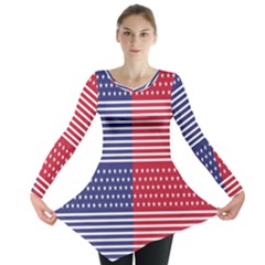 American Flag Patriot Red White Long Sleeve Tunic  by Celenk