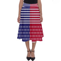 American Flag Patriot Red White Perfect Length Midi Skirt