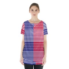 American Flag Patriot Red White Skirt Hem Sports Top by Celenk