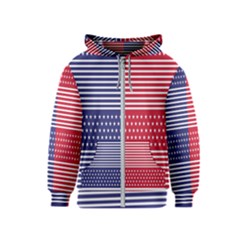 American Flag Patriot Red White Kids  Zipper Hoodie