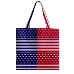 American Flag Patriot Red White Zipper Grocery Tote Bag by Celenk