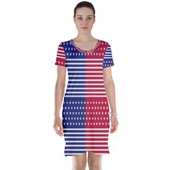 American Flag Patriot Red White Short Sleeve Nightdress by Celenk