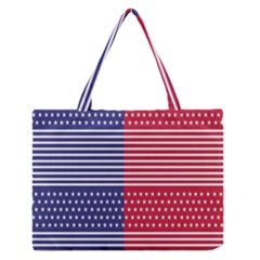 American Flag Patriot Red White Zipper Medium Tote Bag by Celenk