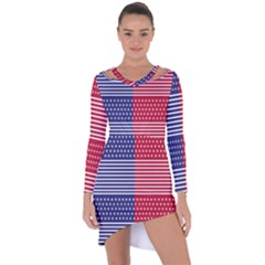 American Flag Patriot Red White Asymmetric Cut-out Shift Dress by Celenk