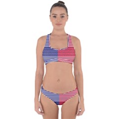 American Flag Patriot Red White Cross Back Hipster Bikini Set by Celenk