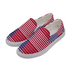 American Flag Patriot Red White Women s Canvas Slip Ons