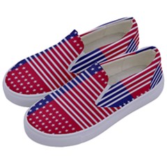 American Flag Patriot Red White Kids  Canvas Slip Ons by Celenk