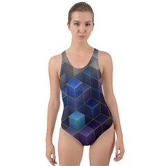 Cube Cubic Design 3d Shape Square Cut-out Back One Piece Swimsuit