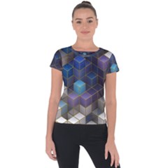 Cube Cubic Design 3d Shape Square Short Sleeve Sports Top  by Celenk