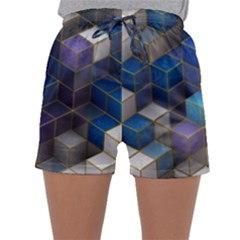 Cube Cubic Design 3d Shape Square Sleepwear Shorts