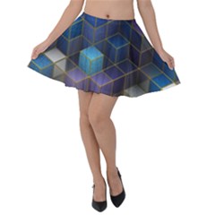 Cube Cubic Design 3d Shape Square Velvet Skater Skirt