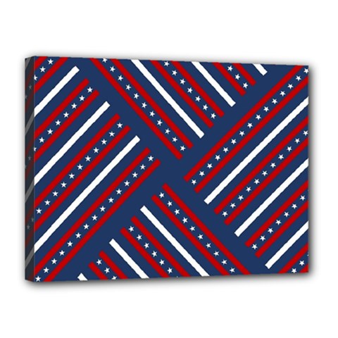 Patriotic Red White Blue Stars Canvas 16  X 12  by Celenk