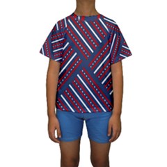 Patriotic Red White Blue Stars Kids  Short Sleeve Swimwear by Celenk