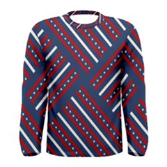 Patriotic Red White Blue Stars Men s Long Sleeve Tee