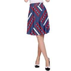 Patriotic Red White Blue Stars A-line Skirt by Celenk