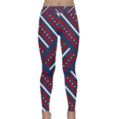 Patriotic Red White Blue Stars Classic Yoga Leggings by Celenk