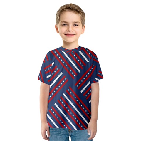 Patriotic Red White Blue Stars Kids  Sport Mesh Tee by Celenk