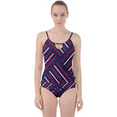 Patriotic Red White Blue Stars Cut Out Top Tankini Set