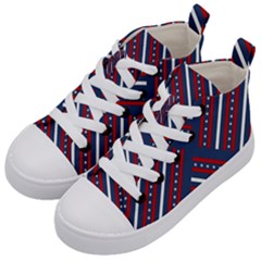 Patriotic Red White Blue Stars Kid s Mid-top Canvas Sneakers by Celenk