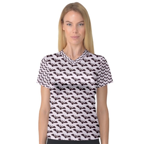 Halloween Lilac Paper Pattern V-neck Sport Mesh Tee by Celenk