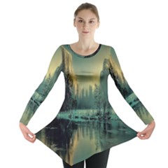 Yosemite Park Landscape Sunrise Long Sleeve Tunic  by Celenk