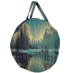 Yosemite Park Landscape Sunrise Giant Round Zipper Tote