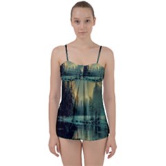 Yosemite Park Landscape Sunrise Babydoll Tankini Set by Celenk