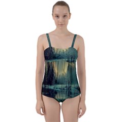 Yosemite Park Landscape Sunrise Twist Front Tankini Set by Celenk