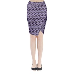 Bat Halloween Lilac Paper Pattern Midi Wrap Pencil Skirt by Celenk