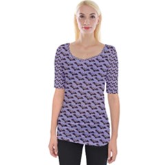 Bat Halloween Lilac Paper Pattern Wide Neckline Tee