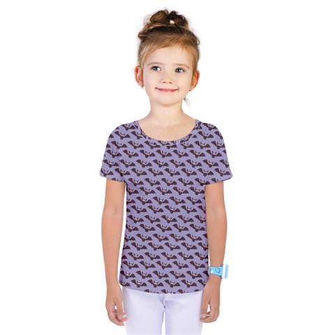 Bat Halloween Lilac Paper Pattern Kids  One Piece Tee by Celenk