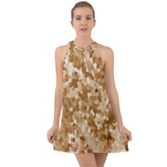 Texture Background Backdrop Brown Halter Tie Back Chiffon Dress