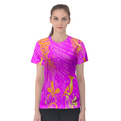 Spring Tropical Floral Palm Bird Women s Sport Mesh Tee by Celenk