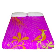 Spring Tropical Floral Palm Bird Fitted Sheet (queen Size) by Celenk