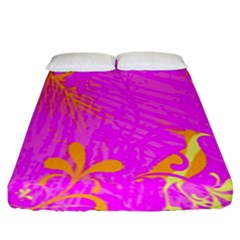 Spring Tropical Floral Palm Bird Fitted Sheet (king Size) by Celenk