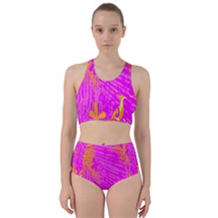 Spring Tropical Floral Palm Bird Racer Back Bikini Set by Celenk