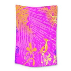 Spring Tropical Floral Palm Bird Small Tapestry by Celenk