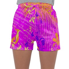 Spring Tropical Floral Palm Bird Sleepwear Shorts